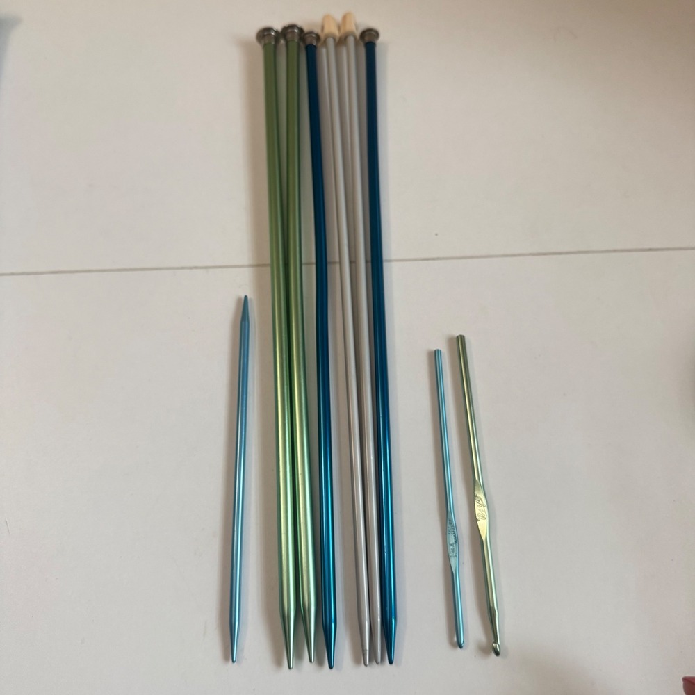 Vintage Loving Touch Boye Aluminum Knitting Needles Crochet Hook Lot Sz 9G 14in